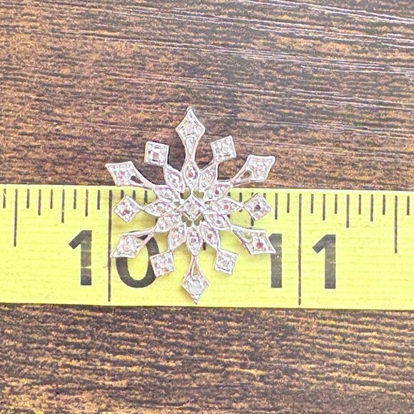 VTG Sterling Silver 925 Illusion Stone Snowflake Pendant Size 0.75" Length - Picture 9 of 10